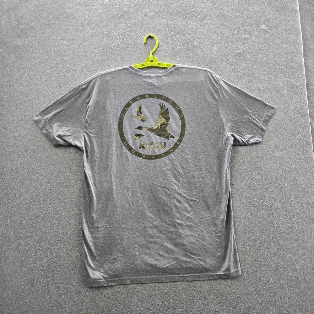 KUIU Men Shirt 2X-LARGE Gray Graphic Bird Logo Short Sleeve